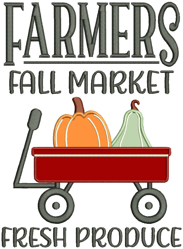 Farmers Fall Market Fresh Produce Applique Machine Embroidery Design Digitized Pattern