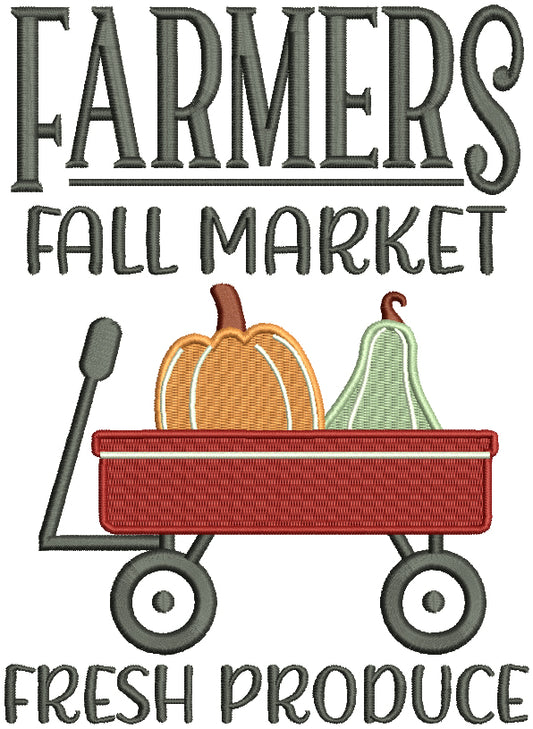 Farmers Fall Market Fresh Produce Filled Machine Embroidery Design Digitized Pattern