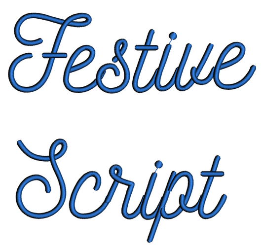 Festive Script Machine Embroidery Font Upper and Lower Case 1 2 3 inches