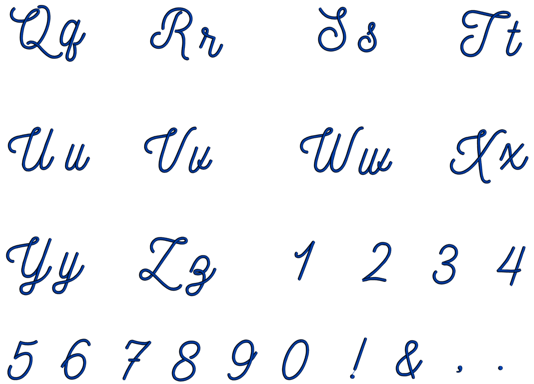 Festive Script Machine Embroidery Font Upper and Lower Case 1 2 3 inch ...