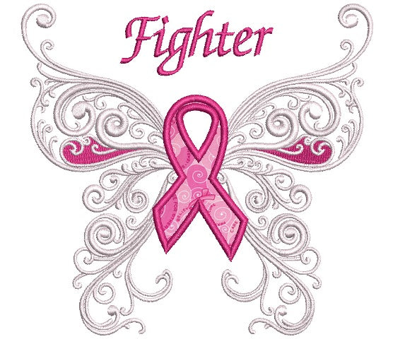 Fighter Cancer Awareness Applique Machine Embroidery Digitized Design Pattern