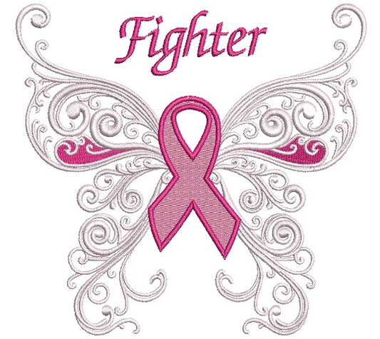 Fighter Cancer Awareness Filled Machine Embroidery Digitized Design Pattern