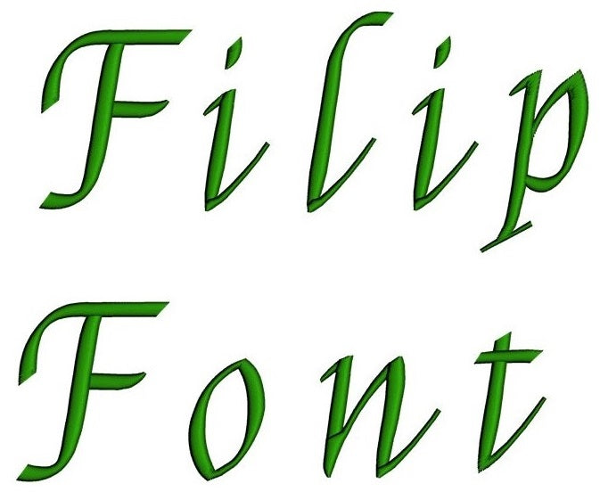 Filip Satin Script Machine Embroidery Font Upper and Lower Case 1 2 3 inches
