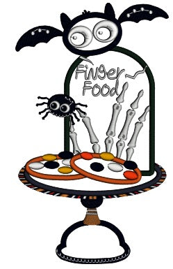 Finger Food Big Owl and Spider Halloween Applique Machine Embroidery Digitized Design Pattern