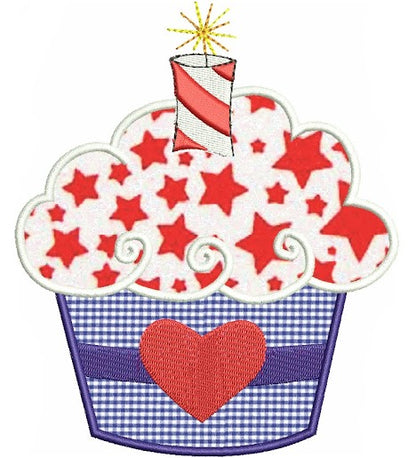 Firecracker Cake (birthday of 4th of July/independence day) Applique Machine Embroidery Digitized Design Pattern - Instant Download