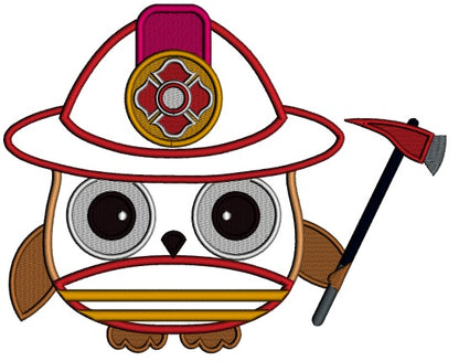 Firefighter Owl Applique Machine Embroidery Design Digitized Pattern