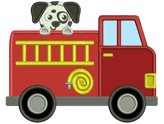Firetruck And a Dog Applique Machine Embroidery Design Digitized Pattern