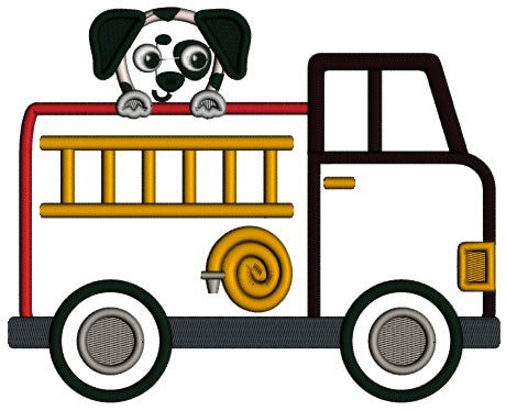Firetruck And a Dog Applique Machine Embroidery Design Digitized Pattern