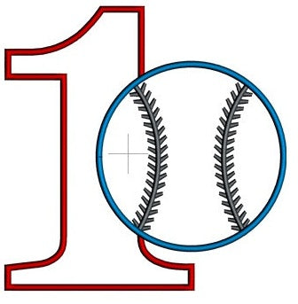 First Birthday Number 1 Baseball Design Machine Embroidery Digitized Applique Pattern - Instant Download - 4x4 , 5x7, and 6x10 -hoops