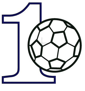 First Birthday Number 1 Soccer Ball Design Machine Embroidery Digitized Applique Pattern - Instant Download - 4x4 , 5x7, and 6x10 -hoops