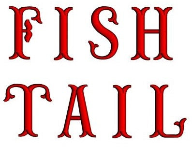 Fish Tail Embroidery Monogram Upper Case Satin Stitch Digitized Font Instant Download 1 2 3 inch