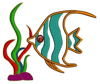 Fish and grass Applique Machine Embroidery Digitized Design Pattern - Instant Download - comes in three sizes 4x4 , 5x7, 6x10 hoops