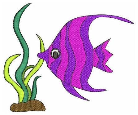 Fish and grass Filled Machine Embroidery Digitized Design Pattern - Instant Download - comes in three sizes 4x4 , 5x7, 6x10 hoops