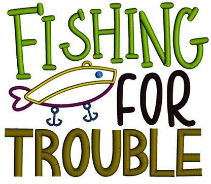 Fishing For Trouble Applique Machine Embroidery Design Digitized Pattern