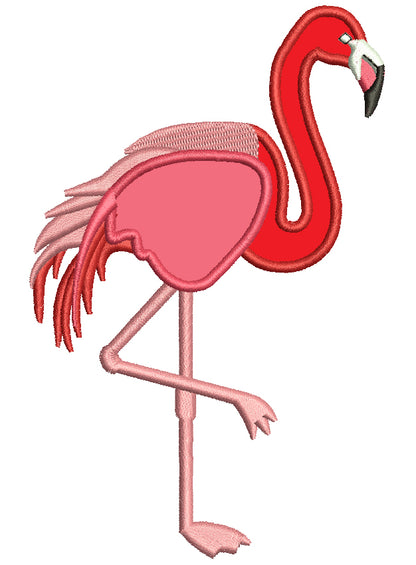 Flamingo With One Legg Up Applique Machine Embroidery Design Digitized Pattern