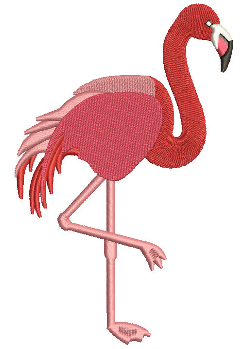Flamingo With One Legg Up Filled Machine Embroidery Design Digitized Pattern