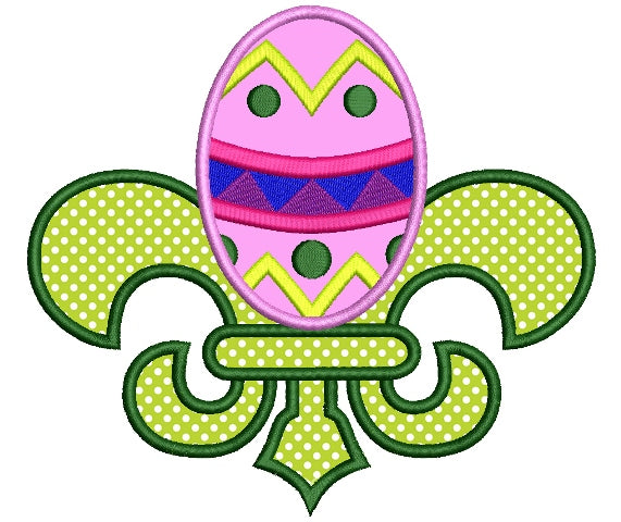 Fleur de lis Easter Egg Applique Machine Embroidery Digitized Design Pattern