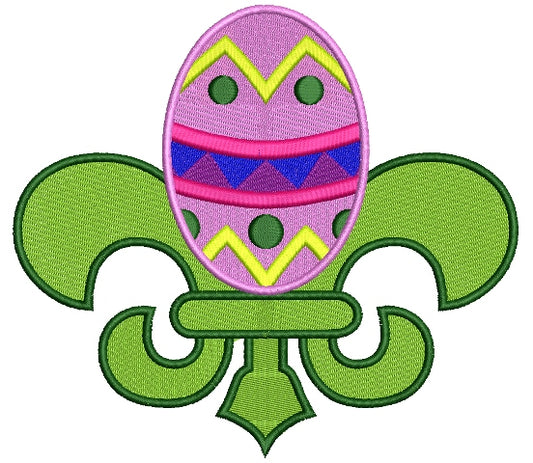 Fleur de lis Easter Egg Filled Machine Embroidery Digitized Design Pattern