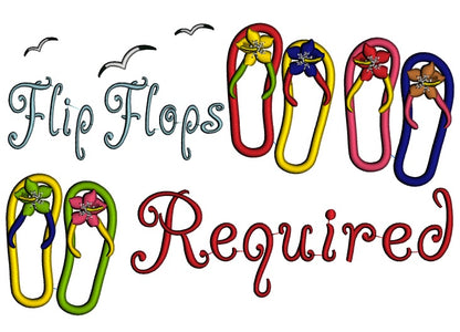 Flip Flops Required Applique Machine Embroidery Design Digitized Pattern