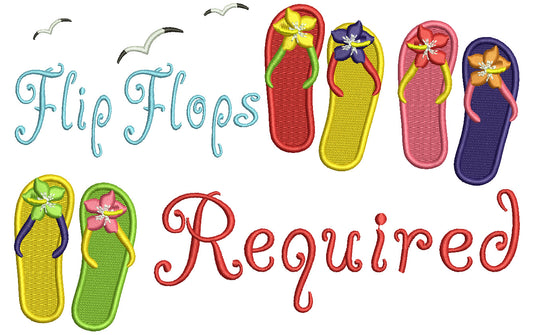 Flip Flops Required Filled Machine Embroidery Design Digitized Pattern