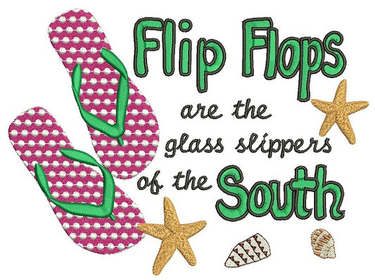 Flip Flops are the glass slippers of the South Polka Dot Filled Machine Embroidery Digitized Design Pattern