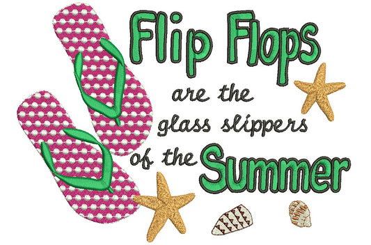 Flip Flops are the glass slippers of the summer Polka Dot Filled Machine Embroidery Digitized Design Pattern