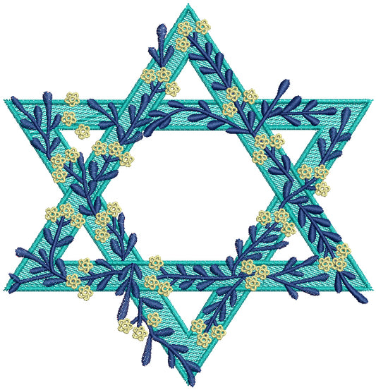 Floral Star Of David Filled Machine Embroidery Design Digitized Pattern