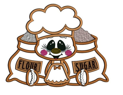 Flower And Sugar Gingerbread Man Fall Applique Thanksgiving Machine Embroidery Design Digitized Pattern