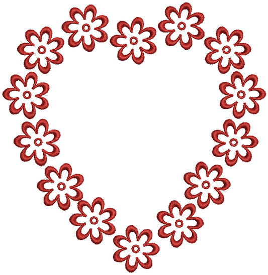 Flower Hearts Love Filled Machine Embroidery Design Digitized Pattern