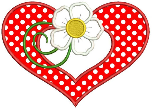 Flower and a Heart Applique Machine Embroidery Design Digitized Pattern