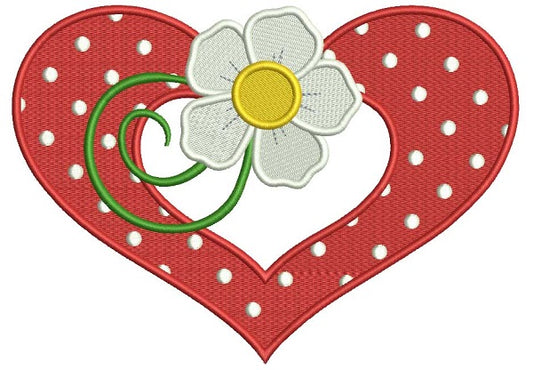 Flower and a Heart Filled Machine Embroidery Design Digitized Pattern