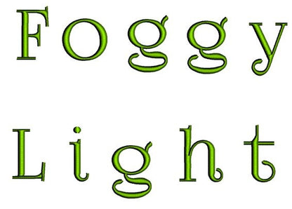 Foggy Light Font Machine Embroidery Script Upper and Lower Case 1 2 3 inches