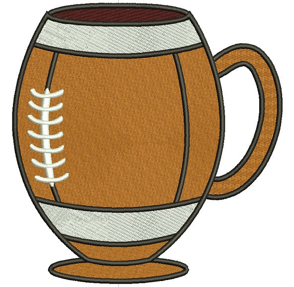 Football Beer Mug Filled Machine Embroidery Design Digitized Pattern