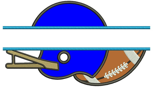 Football Helmet With a Ball Sports Split Applique Machine Embroidery Design Digitized Pattern