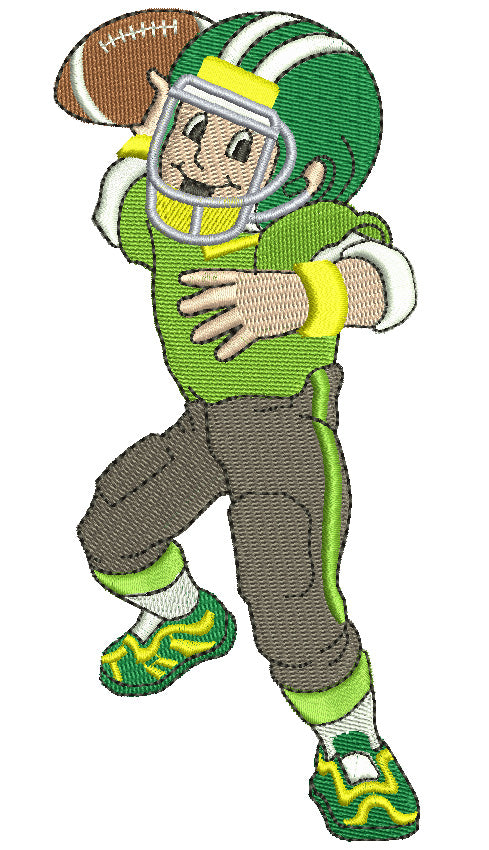 Football Player Boy Filled Machine Embroidery Digitized Design Pattern