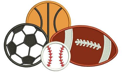 Football Soccer Baseball And Soccer Ball Applique Machine Embroidery Design Digitized Pattern