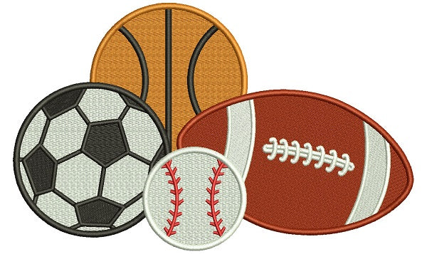 Football Soccer Baseball And Soccer Ball Filled Machine Embroidery Design Digitized Pattern