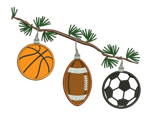 Football Soccer Basketball Ornament Christmas Applique Machine Embroidery Digitized Design Pattern