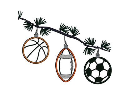 Football Soccer Basketball Ornament Christmas Applique Machine Embroidery Digitized Design Pattern