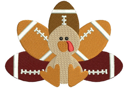Football Turkey Machine Embroidery Design - Filled