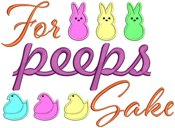 For Peeps Sake Easter Bunnies Applique Machine Embroidery Design Digitized Pattern