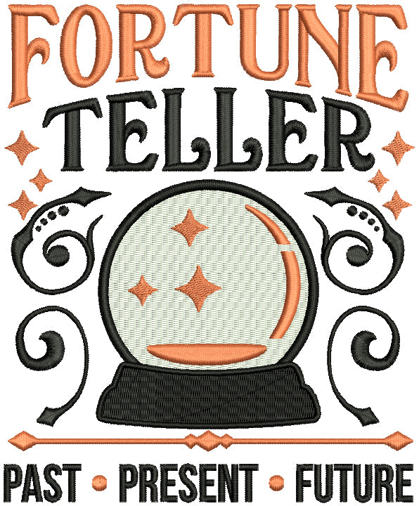 Fortune Teller Past Present And Future Halloween Filled Machine Embroidery Design Digitized Pattern