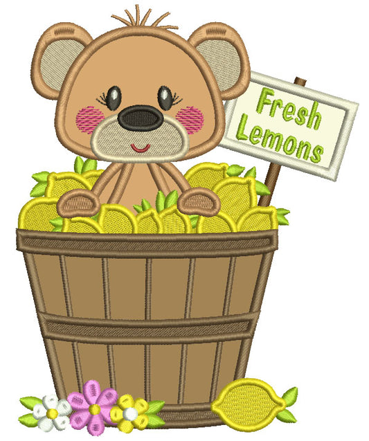 Fresh Lemonades Little Bear Applique Machine Embroidery Design Digitized Pattern
