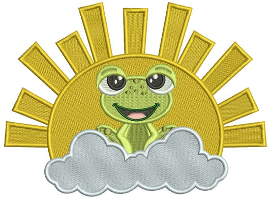 Frog And The Sun Filled Machine Embroidery Design Digitized Pattern