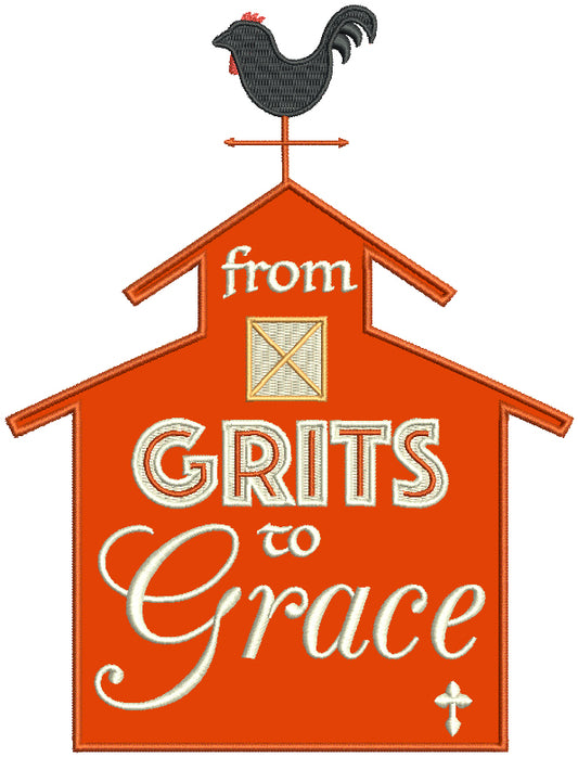 From Grits To Grace Southern Barn Applique Machine Embroidery Design Digitized Pattern
