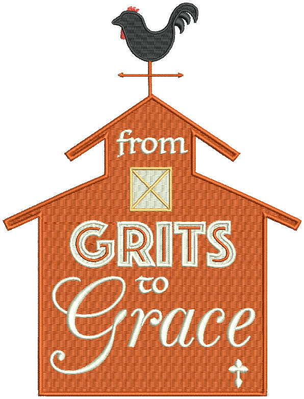 From Grits To Grace Southern Barn Filled Machine Embroidery Design Digitized Pattern