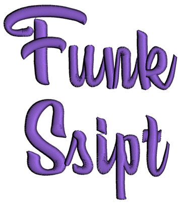 Funk Font Machine Embroidery Script Upper and Lower Case 1 2 3 inches