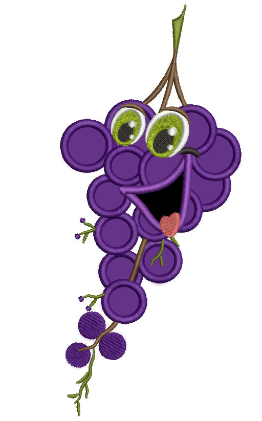 Funny Grapes Smiling Applique Machine Embroidery Digitized Design Pattern