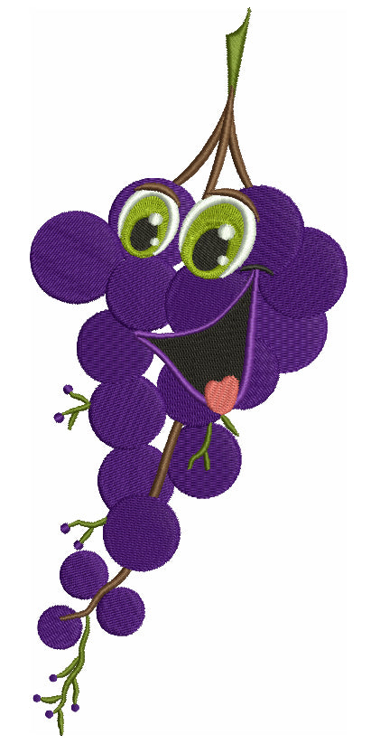 Funny Grapes Smiling Filled Machine Embroidery Digitized Design Pattern