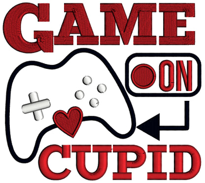 Game On Cupid Valentine's Day Applique Machine Embroidery Design Digitized Pattern